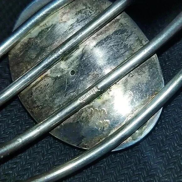 Sterling Silver Vintage Agate Cuff Bracelet Native Southwest Signed WM 73' - Picture 3 of 3